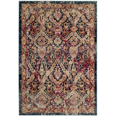 Safavieh 5 ft.-1 in. x 7 ft.-6 in. Evoke Power Loomed Medium Rectangle Area Rug Blue & Fuchsia EVK523T-5